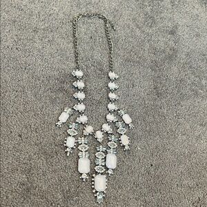 Elegant Silver and White Statement Necklace